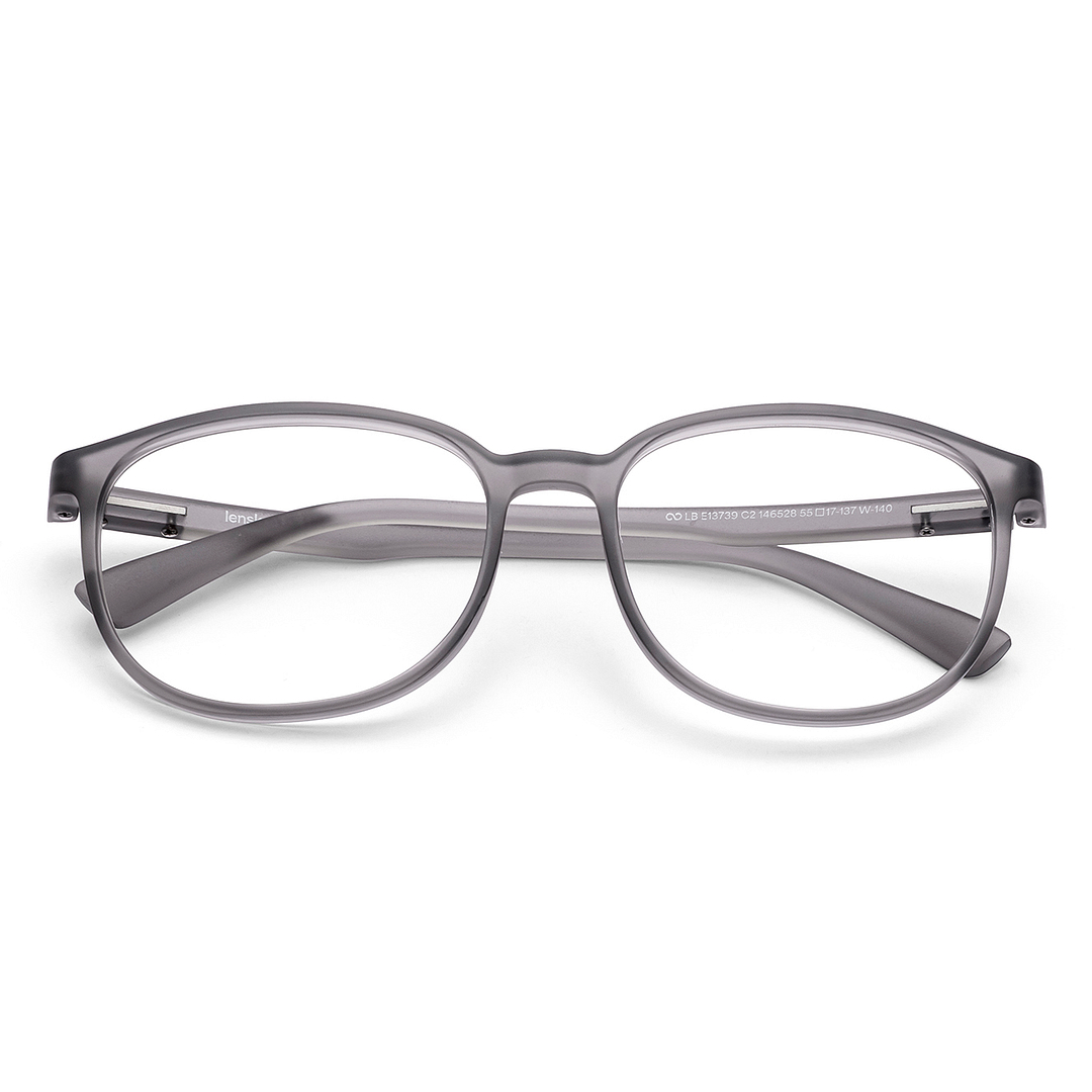 Lenskart BLU Screen Glasses Blue Block Zero Power Screen Glasses : Grey Transparent Full Rim Square Lenskart BLU LB E13739-C2 left side