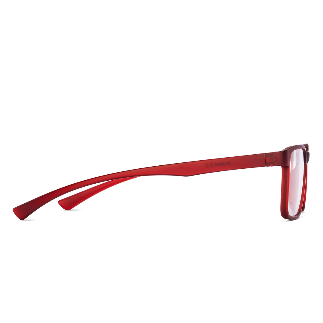 Lenskart BLU Screen Glasses Blue Block Zero Power Screen Glasses : Maroon Full Rim Rectangle Lenskart Blu LB E14283-C1 left side