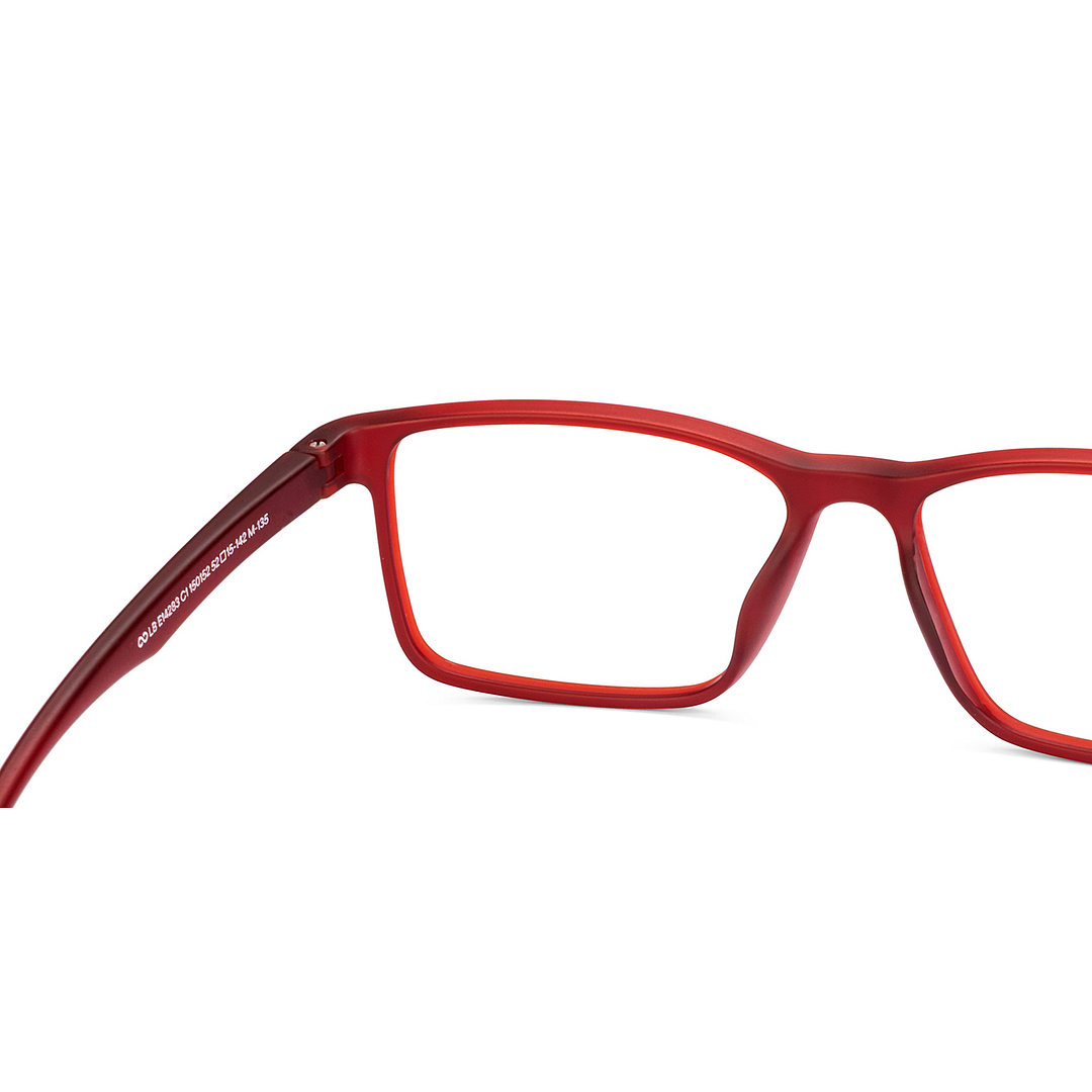 Lenskart BLU Screen Glasses Blue Block Zero Power Screen Glasses : Maroon Full Rim Rectangle Lenskart Blu LB E14283-C1 right side