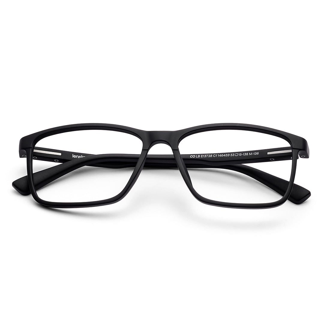 Lenskart BLU Screen Glasses Blue Block Zero Power Screen Glasses : Matte Black Full Rim Rectangle Lenskart BLU LB E13738-C1 left side