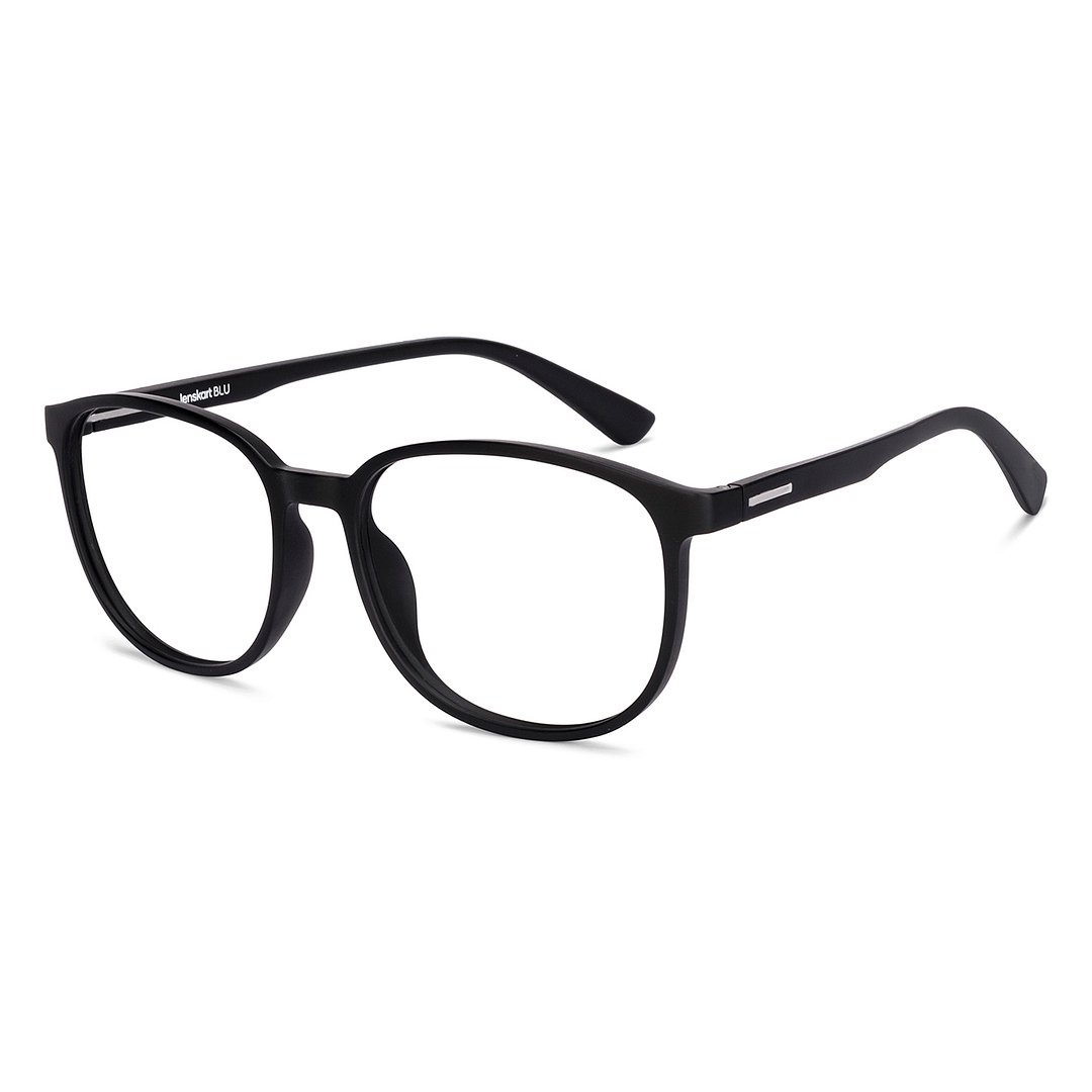 Lenskart BLU Screen Glasses Blue Block Zero Power Screen Glasses : Matte Black Full Rim Square Lenskart BLU LB E13739-C1 right side