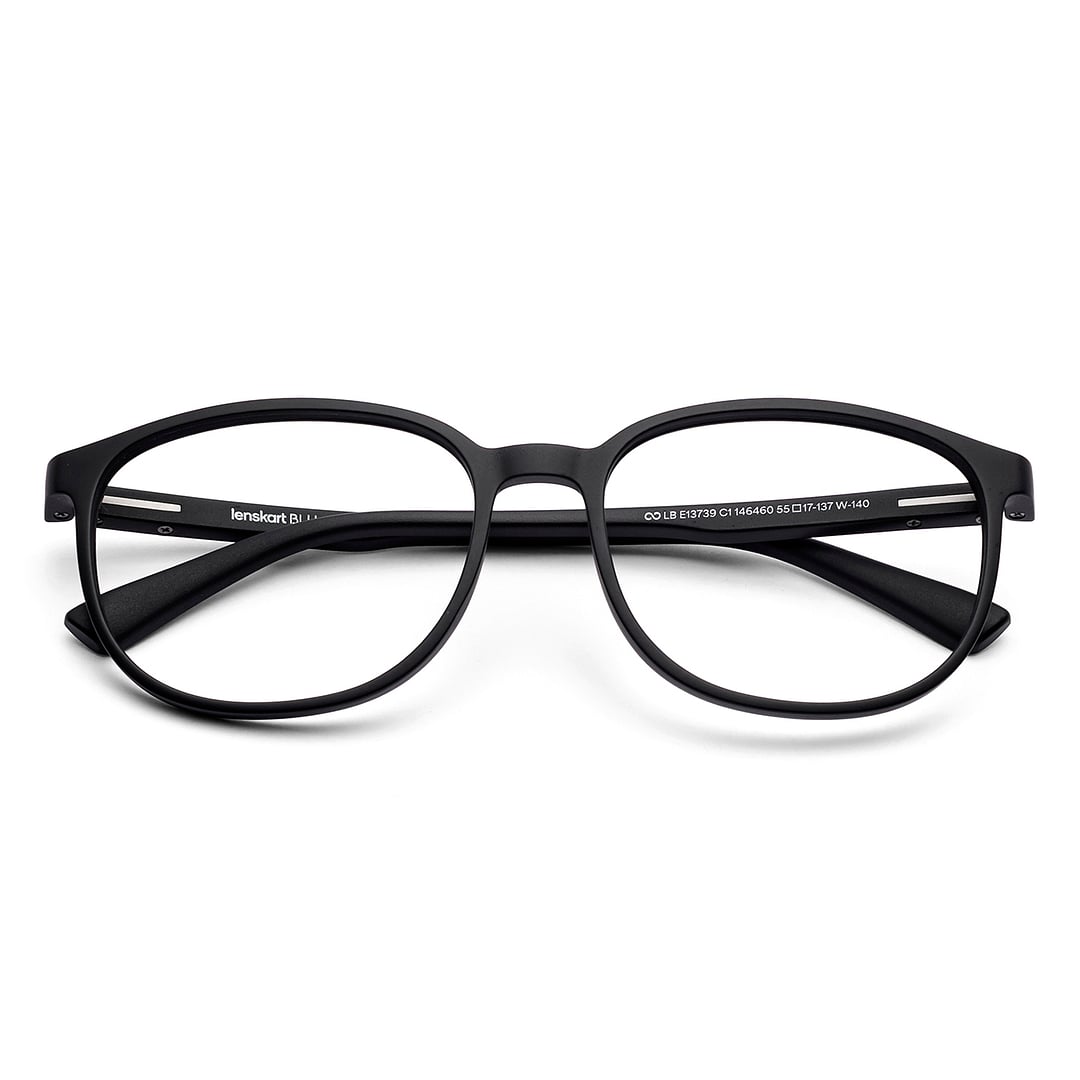 Lenskart BLU Screen Glasses Blue Block Zero Power Screen Glasses : Matte Black Full Rim Square Lenskart BLU LB E13739-C1 left side