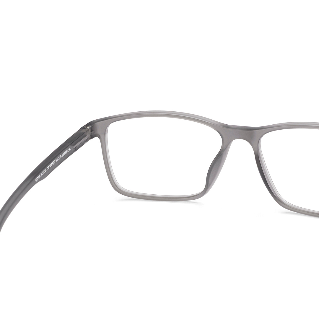 Lenskart BLU Screen Glasses Blue Block Zero Power Screen Glasses : Matte Grey Transparent Full Rim Rectangle Lenskart Blu LB E13738-C2 right side