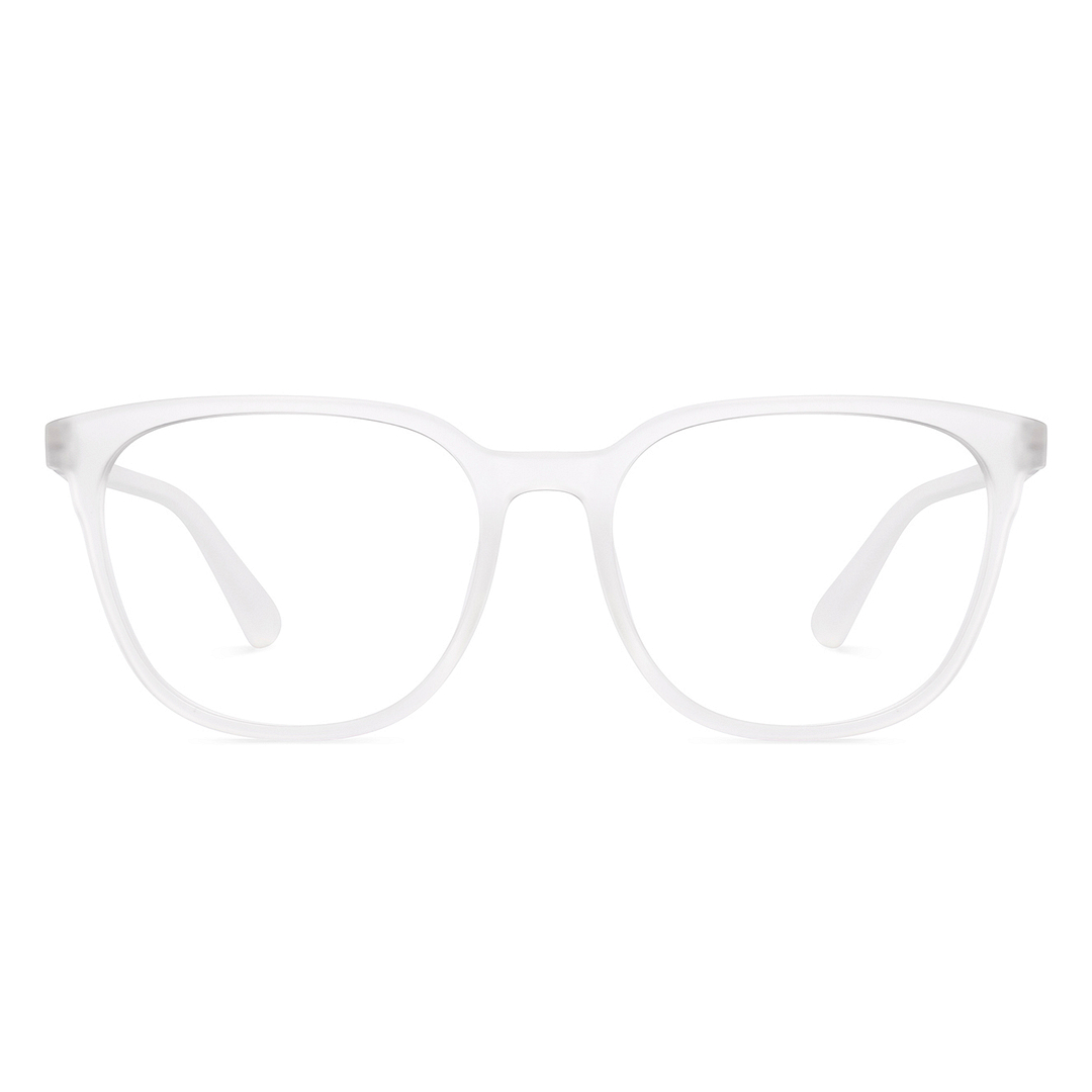 Lenskart BLU Screen Glasses Blue Block Zero Power Screen Glasses : Matte Transparent Full Rim Square Lenskart Blu LB E13740-C2 right side