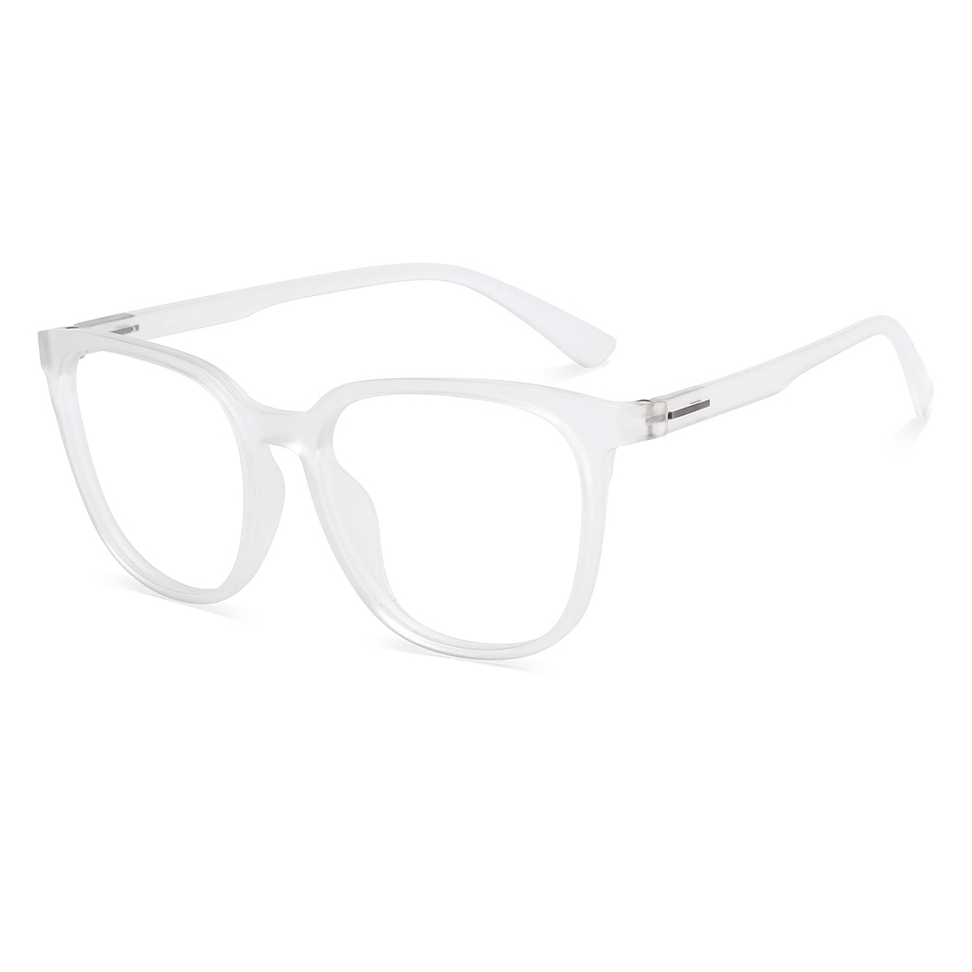 Lenskart BLU Screen Glasses Blue Block Zero Power Screen Glasses : Matte Transparent Full Rim Square Lenskart Blu LB E13740-C2 left side