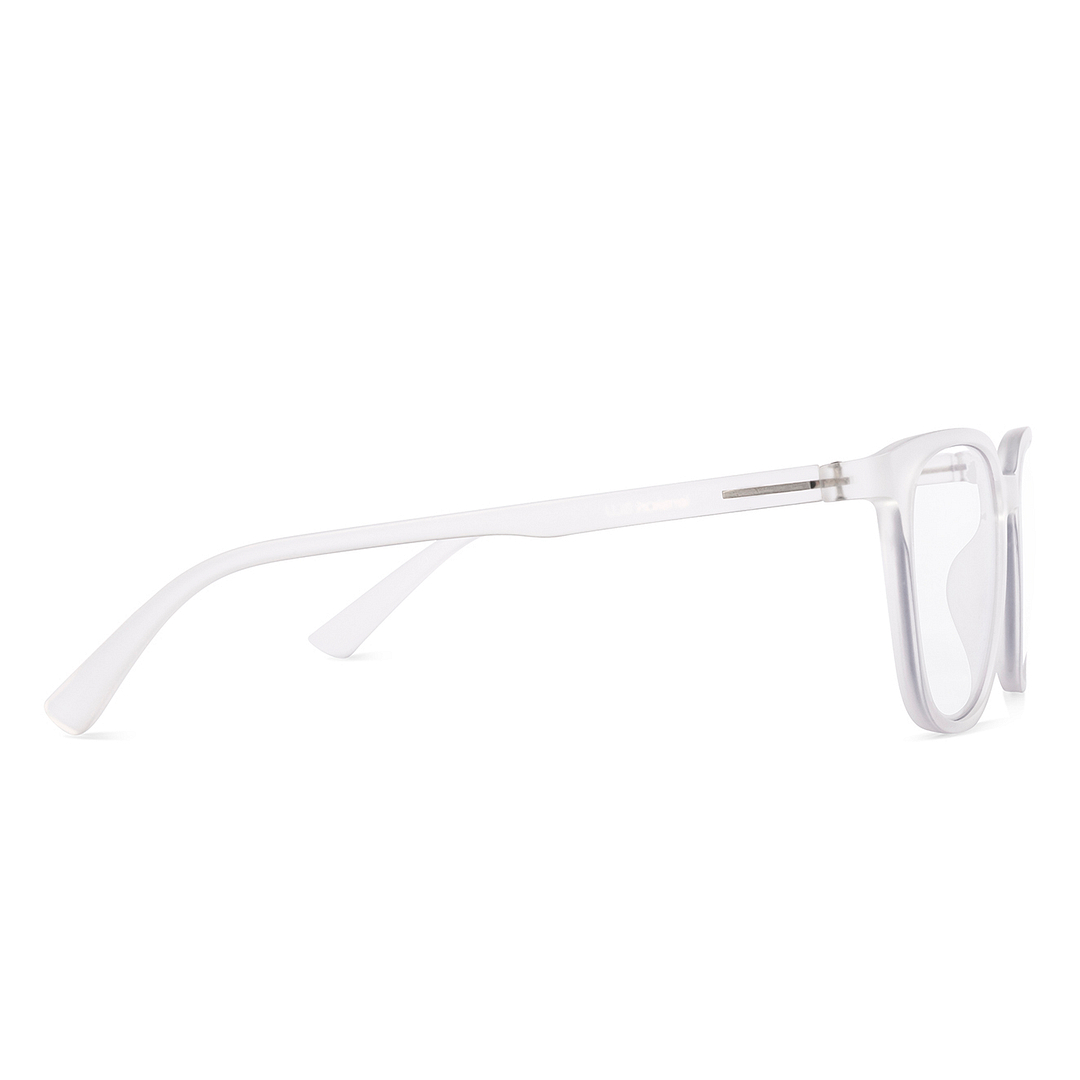 Lenskart BLU Screen Glasses Blue Block Zero Power Screen Glasses : Matte Transparent Full Rim Square Lenskart Blu LB E13740-C2 left side