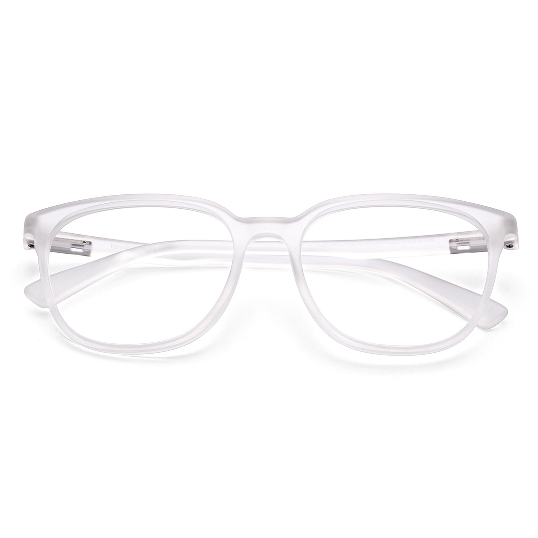 Lenskart BLU Screen Glasses Blue Block Zero Power Screen Glasses : Matte Transparent Full Rim Square Lenskart Blu LB E13740-C2 left side