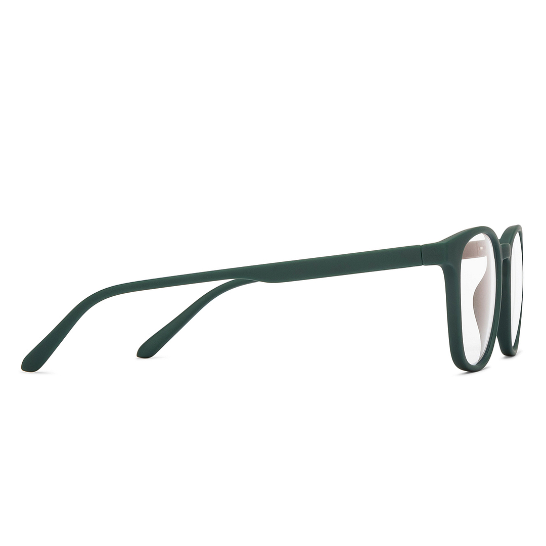 Lenskart Hustlr Screen Glasses Blue Block Zero Power Screen Glasses : Military Green Full Rim Square Lenskart HUSTLR LB E14058-W C17 left side