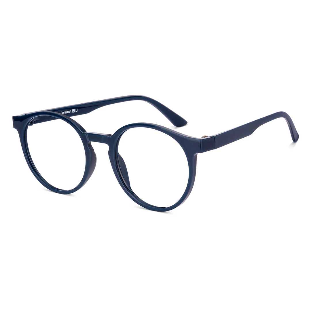 Lenskart BLU Screen Glasses Blue Block Zero Power Screen Glasses : Navy Blue Black Full Rim Round Lenskart Blu LB E14453-C6 right side