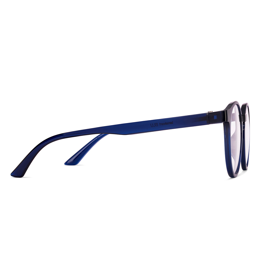 Lenskart BLU Screen Glasses Blue Block Zero Power Screen Glasses : Navy Blue Full Rim Round Lenskart Blu LB E14453-C3 left side