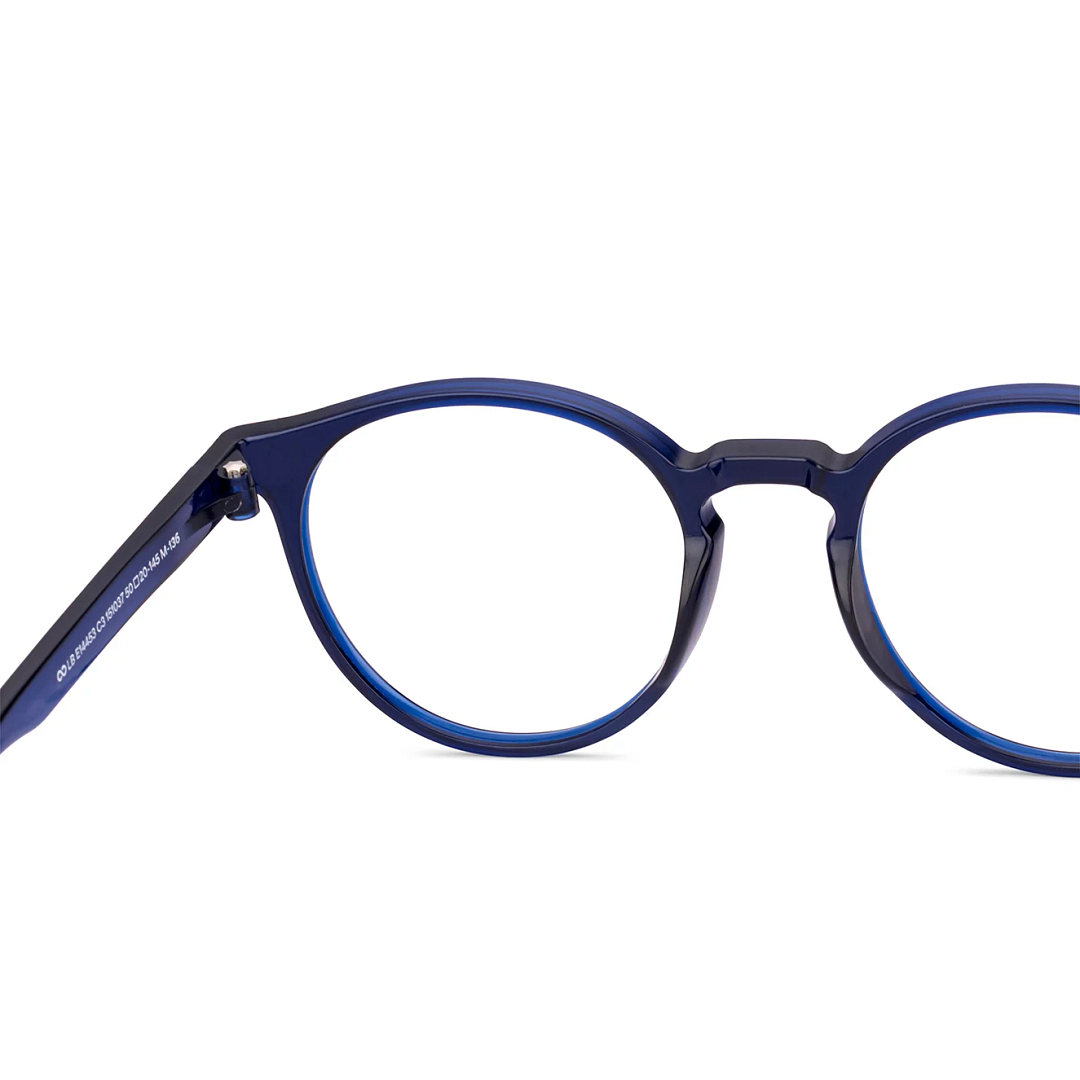 Lenskart BLU Screen Glasses Blue Block Zero Power Screen Glasses : Navy Blue Full Rim Round Lenskart Blu LB E14453-C3 right side