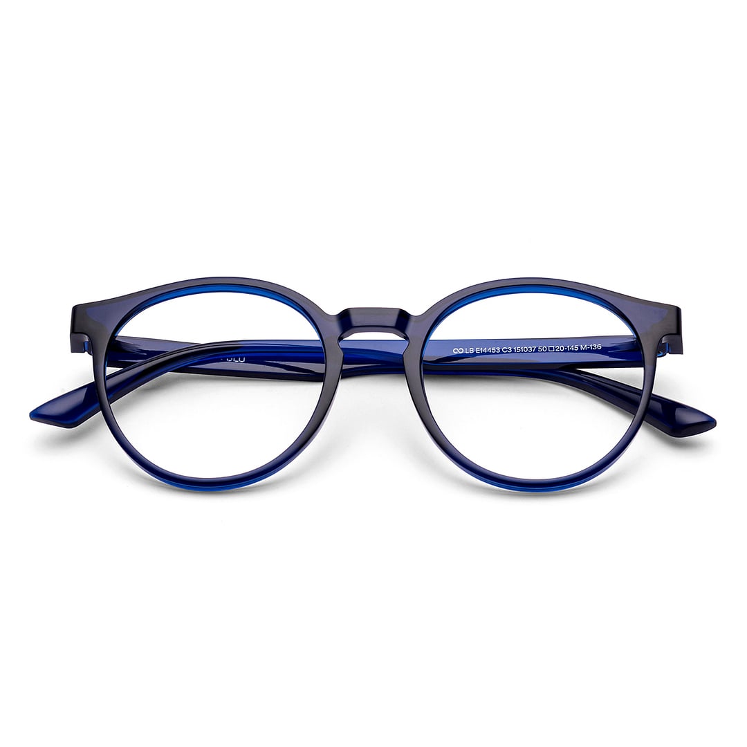 Lenskart BLU Screen Glasses Blue Block Zero Power Screen Glasses : Navy Blue Full Rim Round Lenskart Blu LB E14453-C3 left side