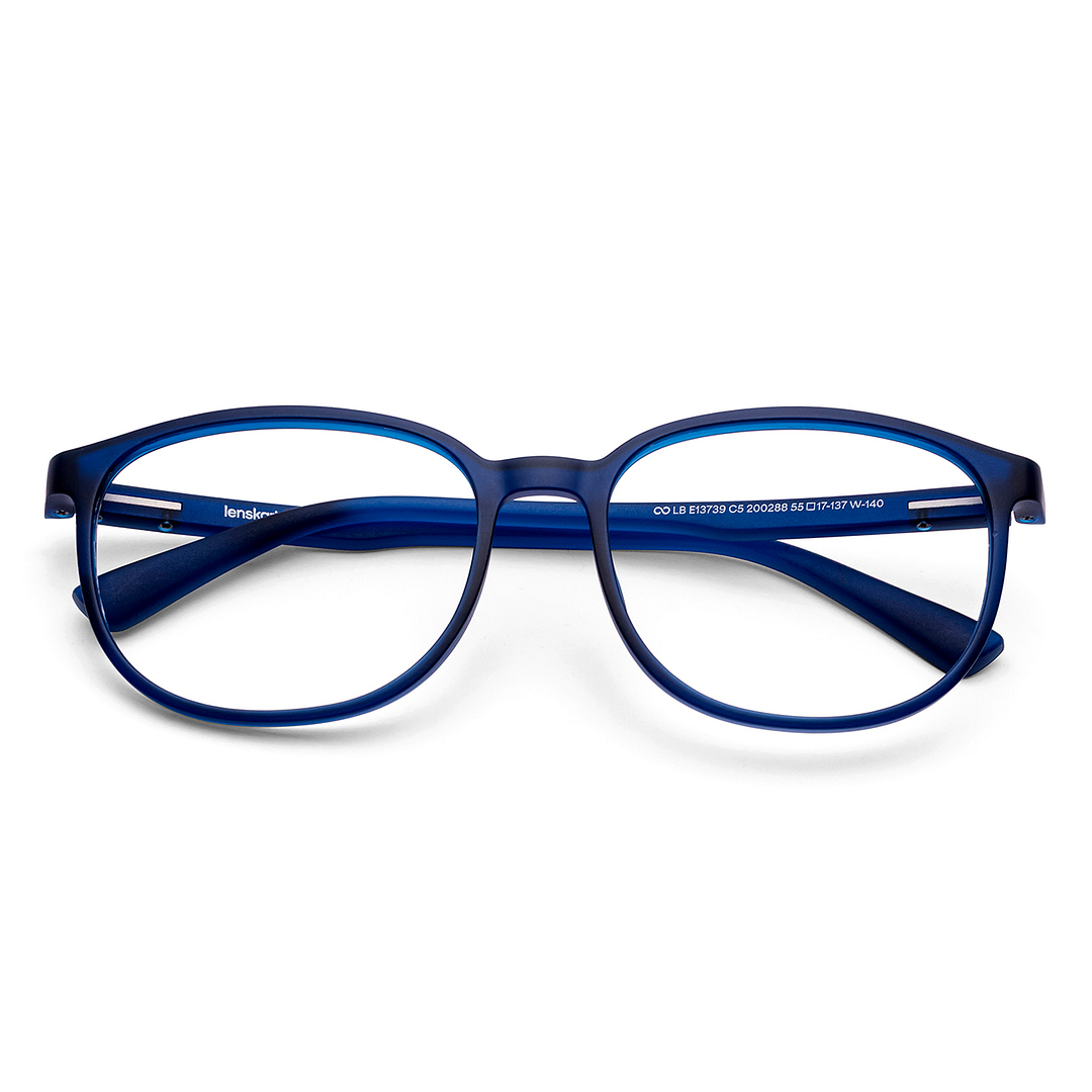 Lenskart BLU Screen Glasses Blue Block Zero Power Screen Glasses : Navy Blue Full Rim Square Lenskart Blu-C5 left side