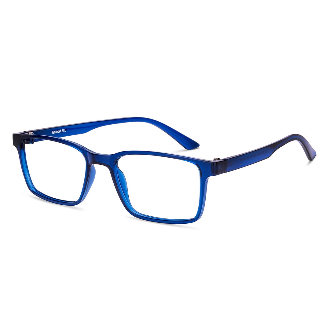 Lenskart BLU Screen Glasses Blue Block Zero Power Screen Glasses : Navy Full Rim Rectangle Lenskart Blu LB E14454-C3 right side