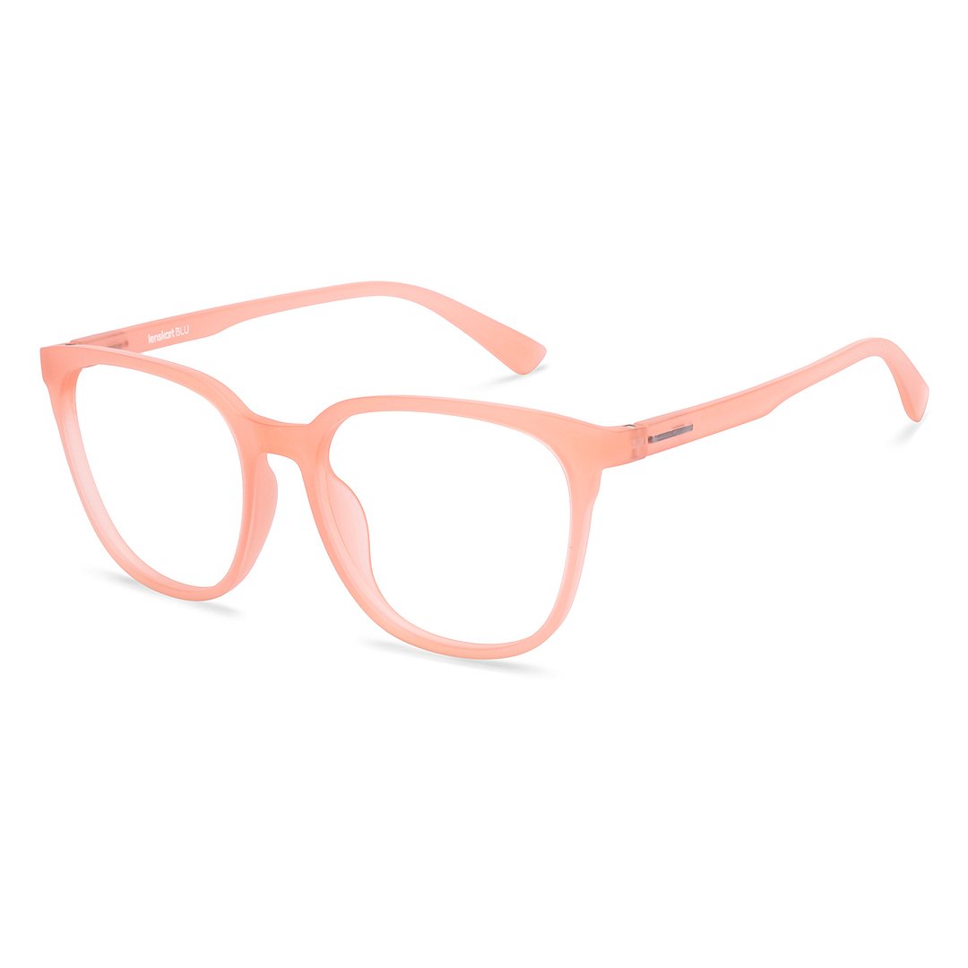 Lenskart BLU Screen Glasses Blue Block Zero Power Screen Glasses : Orange Full Rim Square Lenskart Blu-C7 LB E13740 left side