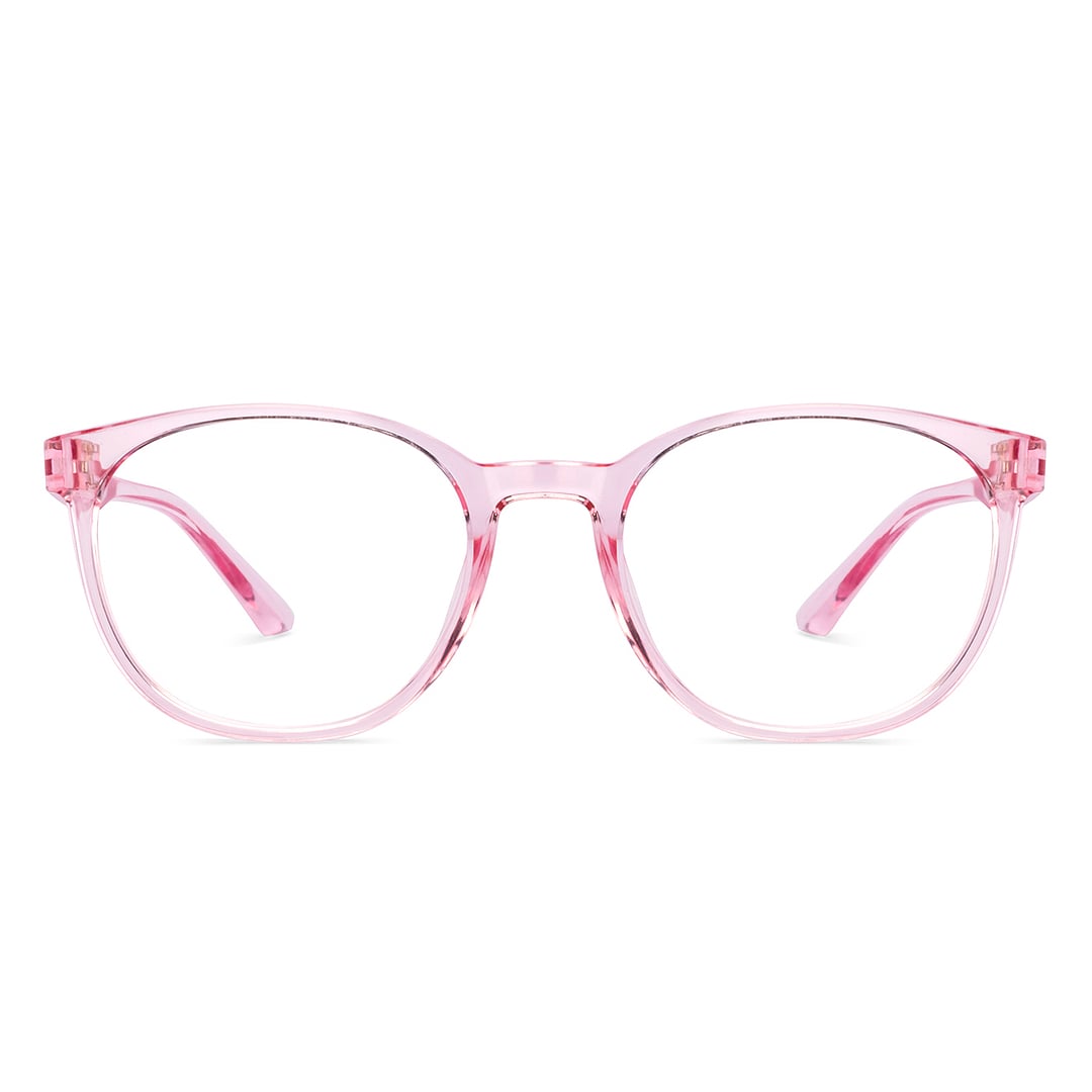 Lenskart BLU Screen Glasses Blue Block Zero Power Screen Glasses : Pink Transparent Pink Full Rim Round Lenskart Blu LB E14061-C2 right side