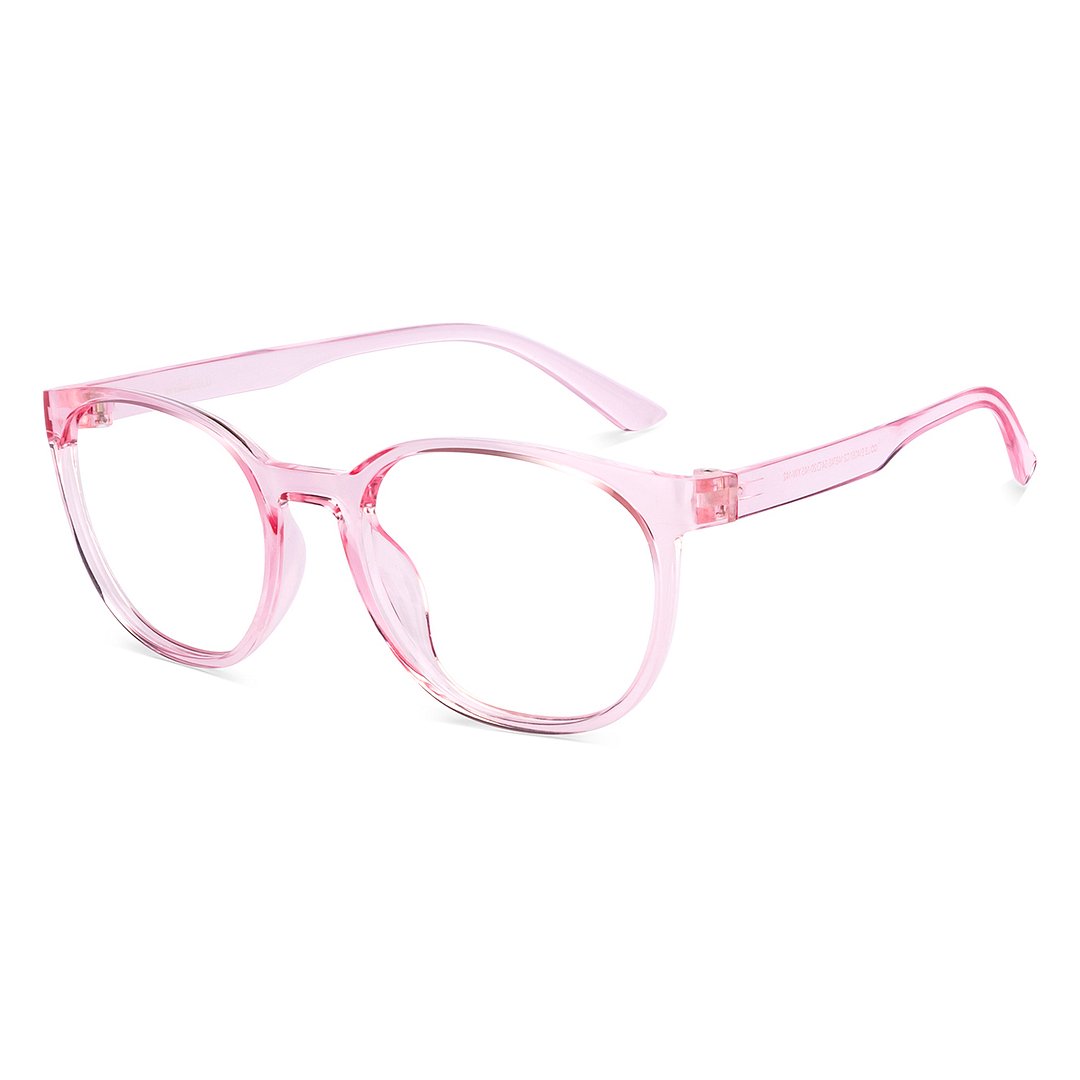 Lenskart BLU Screen Glasses Blue Block Zero Power Screen Glasses : Pink Transparent Pink Full Rim Round Lenskart Blu LB E14061-C2 left side