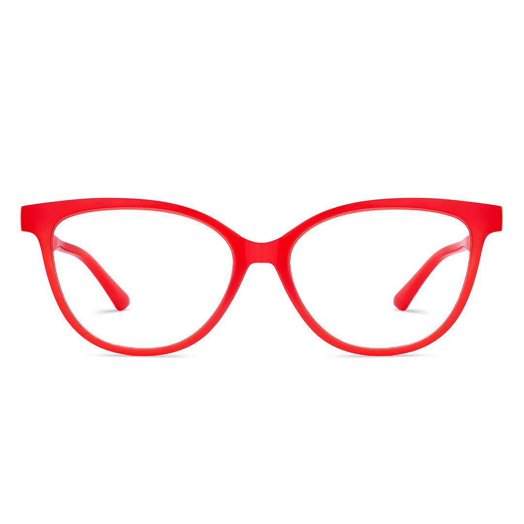 Lenskart BLU Screen Glasses Blue Block Zero Power Screen Glasses : Red Full Rim Cat Eye Lenskart Blu LB E14452-C4 right side