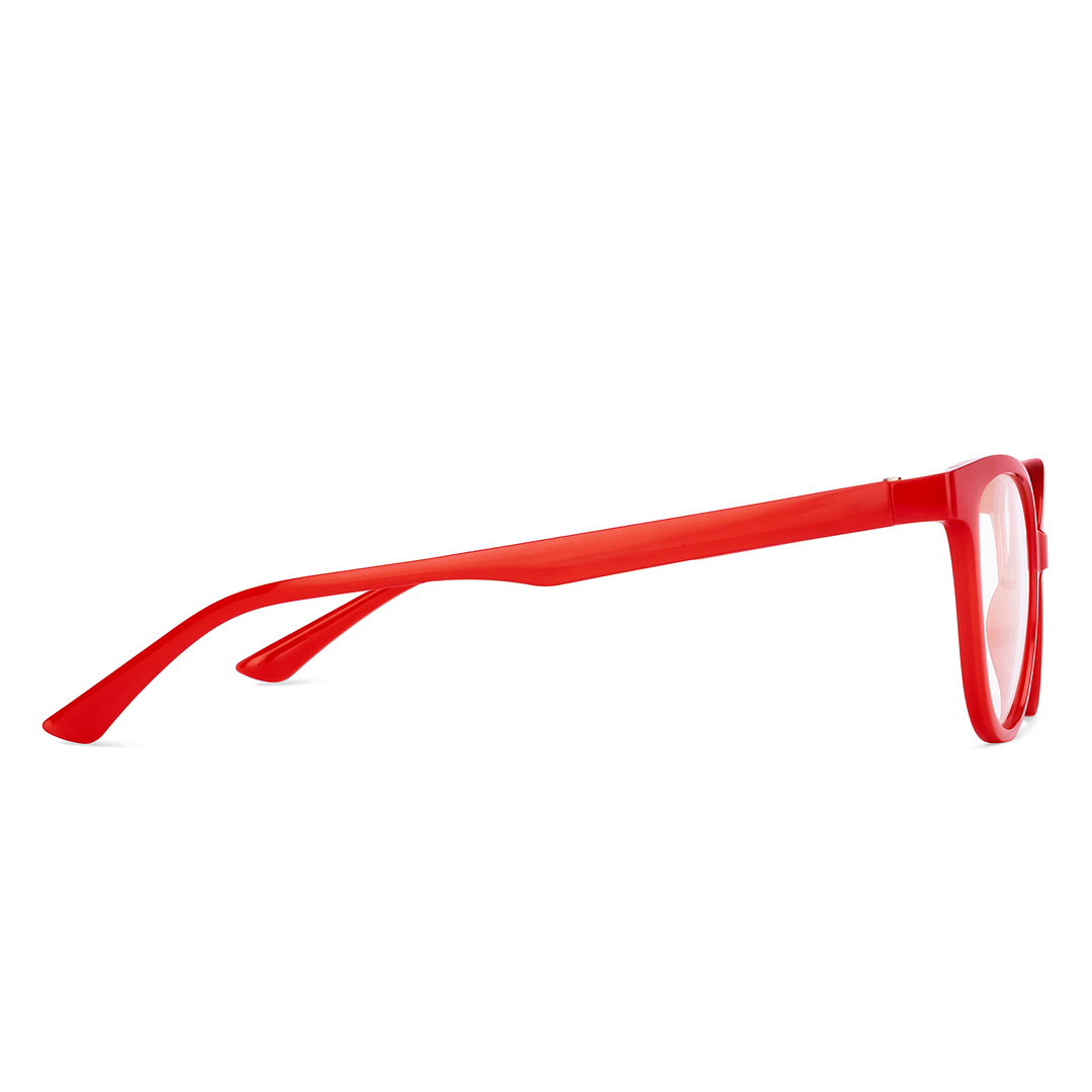 Lenskart BLU Screen Glasses Blue Block Zero Power Screen Glasses : Red Full Rim Cat Eye Lenskart Blu LB E14452-C4 left side