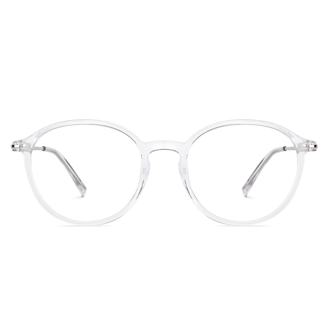 Lenskart BLU Screen Glasses Blue Block Zero Power Screen Glasses : Silver Transparent Full Rim Round Lenskart Blu LB E14787-C2 right side