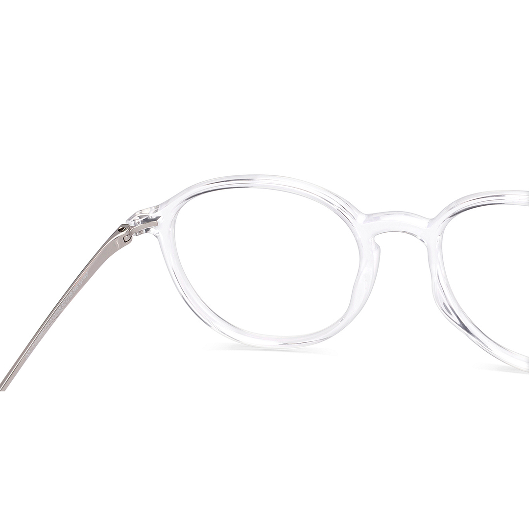 Lenskart BLU Screen Glasses Blue Block Zero Power Screen Glasses : Silver Transparent Full Rim Round Lenskart Blu LB E14787-C2 right side