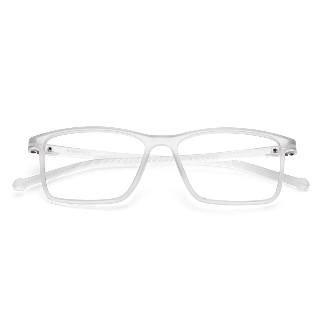 Lenskart BLU Screen Glasses Blue Block Zero Power Screen Glasses : Transparent Full Rim Rectangle Lenskart Blu LB E14270-C4 left side