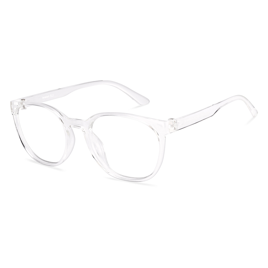 Lenskart BLU Screen Glasses Blue Block Zero Power Screen Glasses : Transparent Full Rim Round Lenskart Blu LB E14271-C1 right side