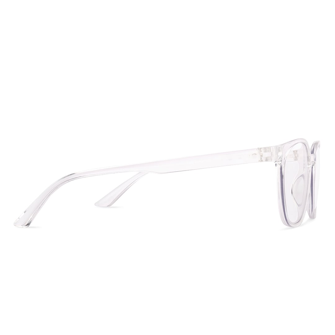 Lenskart BLU Screen Glasses Blue Block Zero Power Screen Glasses : Transparent Full Rim Round Lenskart Blu LB E14271-C1 left side