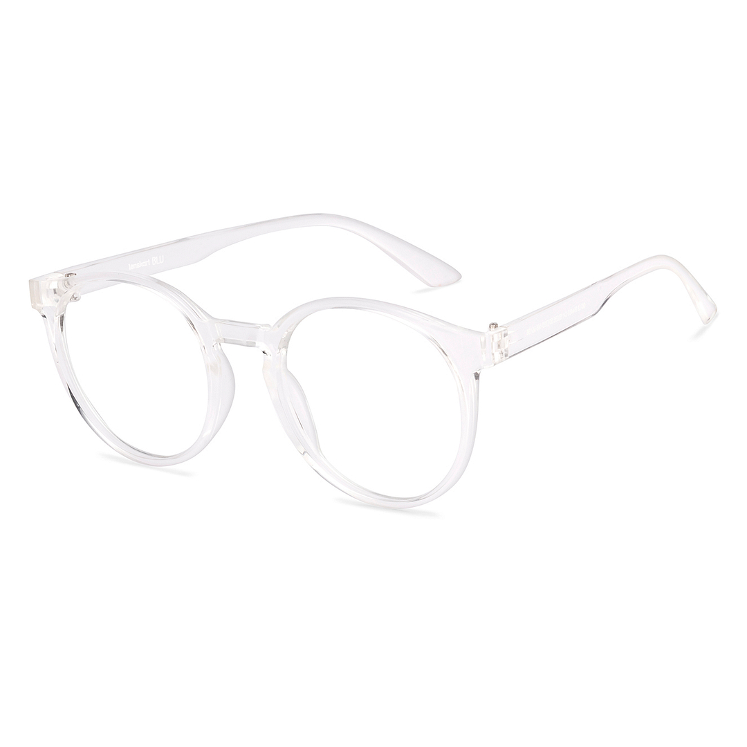 Lenskart BLU Screen Glasses Blue Block Zero Power Screen Glasses : Transparent Full Rim Round Lenskart Blu LB E14453-C4 left side