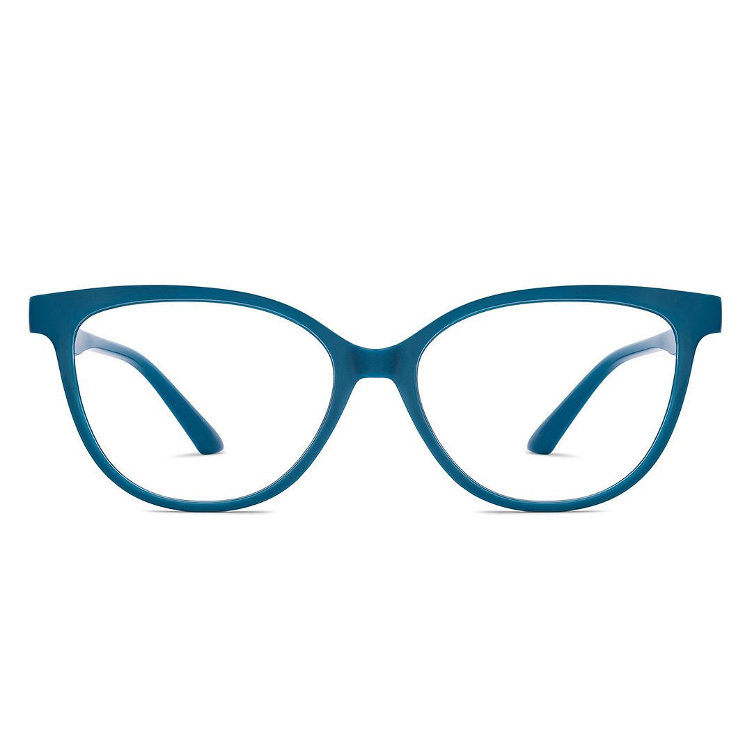 Lenskart BLU Screen Glasses Blue Block Zero Power Screen Glasses : Turquoise Navy Blue Full Rim Cat Eye Lenskart Blu LB E14452-C6 right side