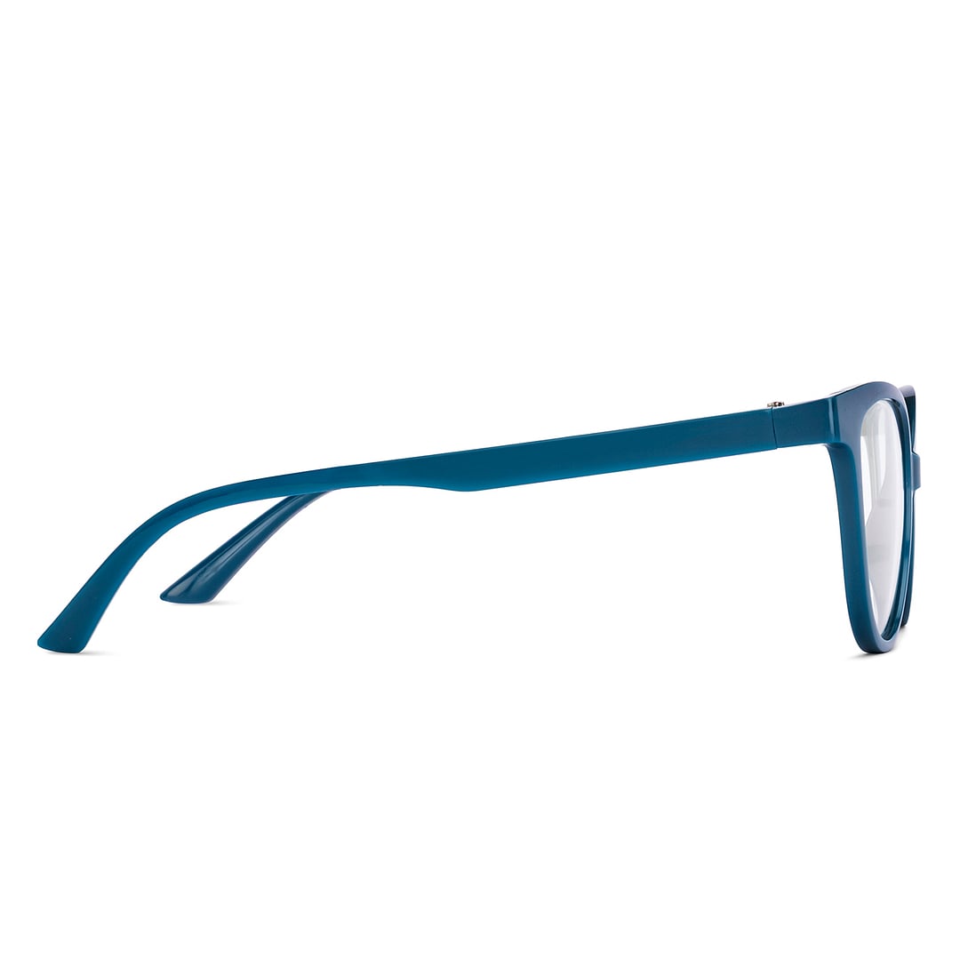 Lenskart BLU Screen Glasses Blue Block Zero Power Screen Glasses : Turquoise Navy Blue Full Rim Cat Eye Lenskart Blu LB E14452-C6 left side
