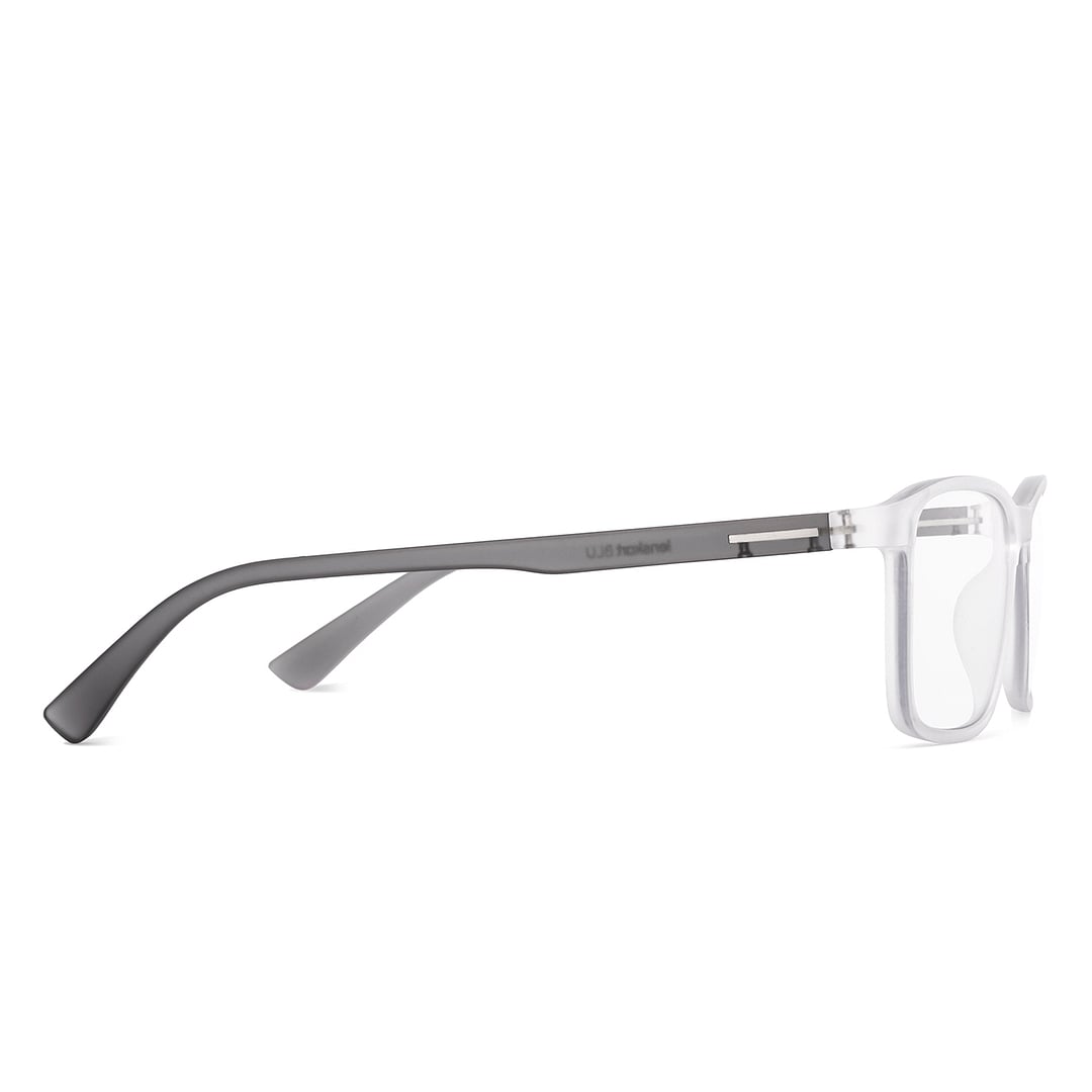 Lenskart BLU Screen Glasses Blue Block Zero Power Screen Glasses : White Transparent Grey Transparent Full Rim Rectangle Lenskart BLU LB E14242-C2 left side