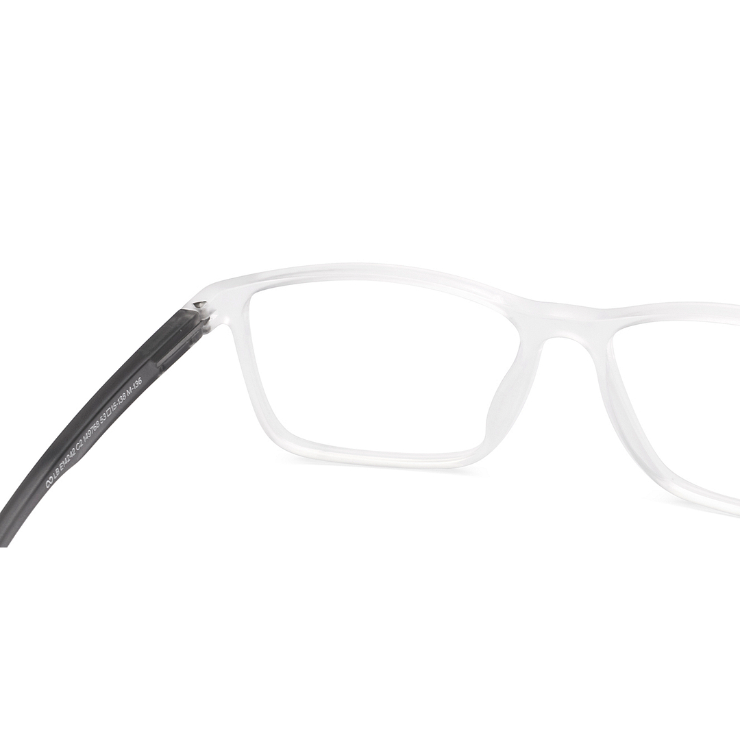 Lenskart BLU Screen Glasses Blue Block Zero Power Screen Glasses : White Transparent Grey Transparent Full Rim Rectangle Lenskart BLU LB E14242-C2 right side