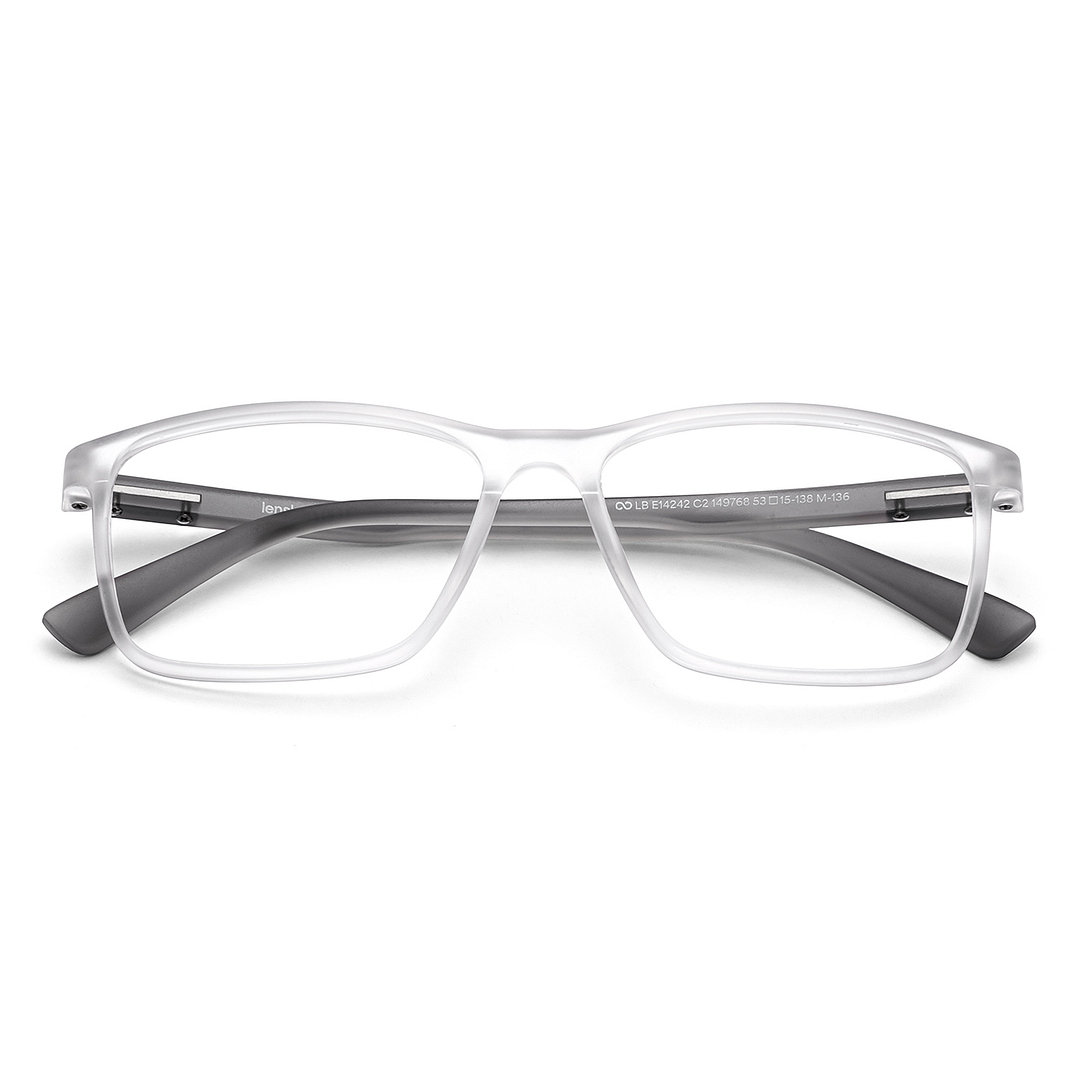 Lenskart BLU Screen Glasses Blue Block Zero Power Screen Glasses : White Transparent Grey Transparent Full Rim Rectangle Lenskart BLU LB E14242-C2 left side