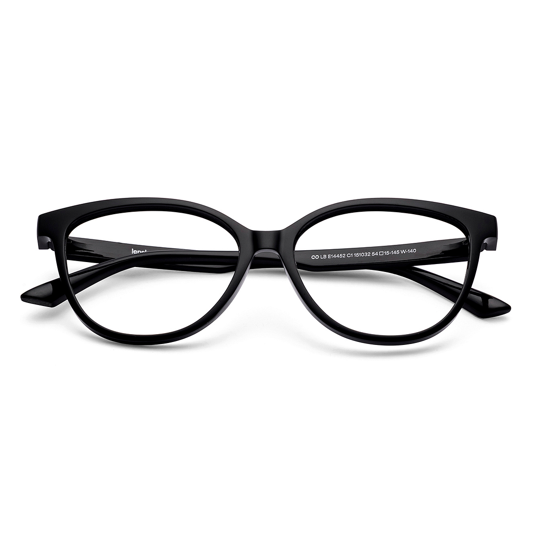 Lenskart BLU Screen Glasses Blue Block Zero Power Screen Glasses: Black Full Rim Cat Eye Lenskart Blu LB E14452-C1 left side