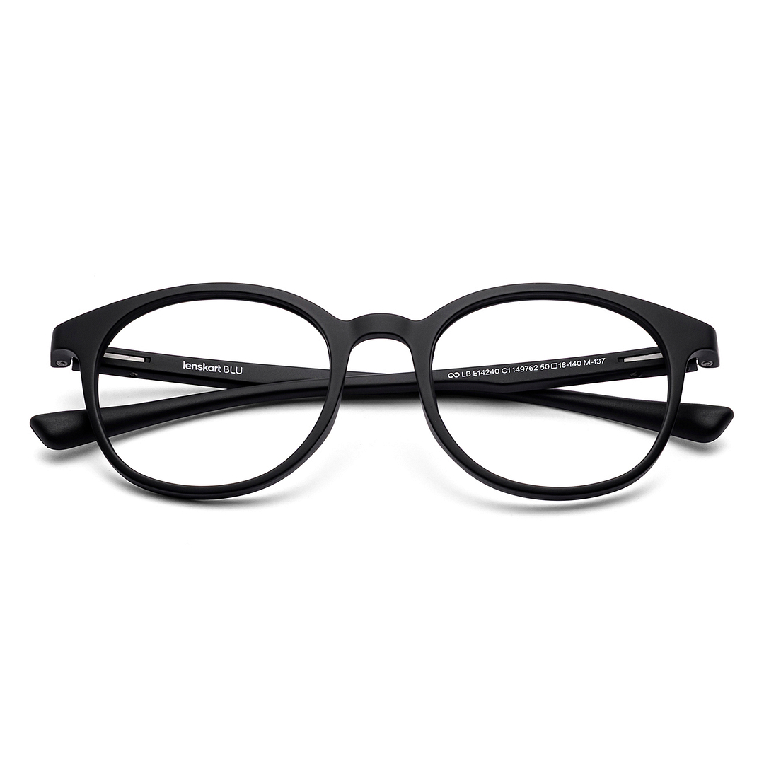 Lenskart BLU Screen Glasses Blue Block Zero Power Screen Glasses: Black Full Rim Round Lenskart BLU LB E14240-C1 left side