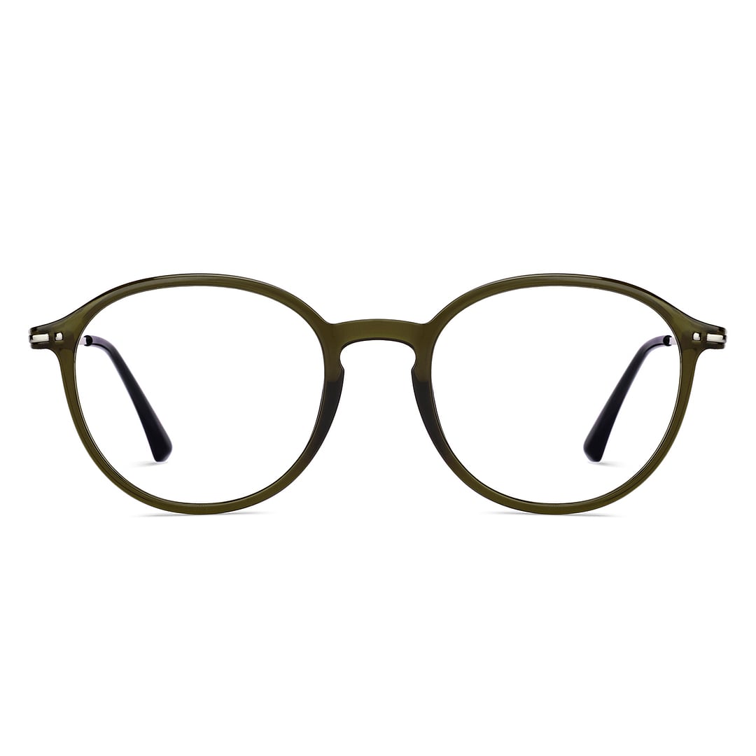 Lenskart BLU Screen Glasses Blue Block Zero Power Screen Glasses: Green Transparent Silver Green Full Rim RoundBLU LB E14787-C1 right side