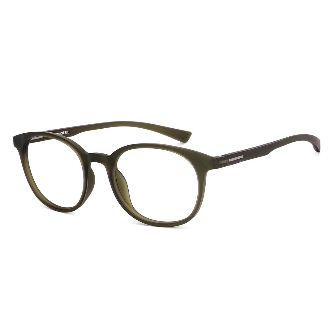 Lenskart BLU Screen Glasses Blue Block Zero Power Screen Glasses: Matte Green Matte Green Full Rim Round Lenskart BLU LB E13736-C4 left side