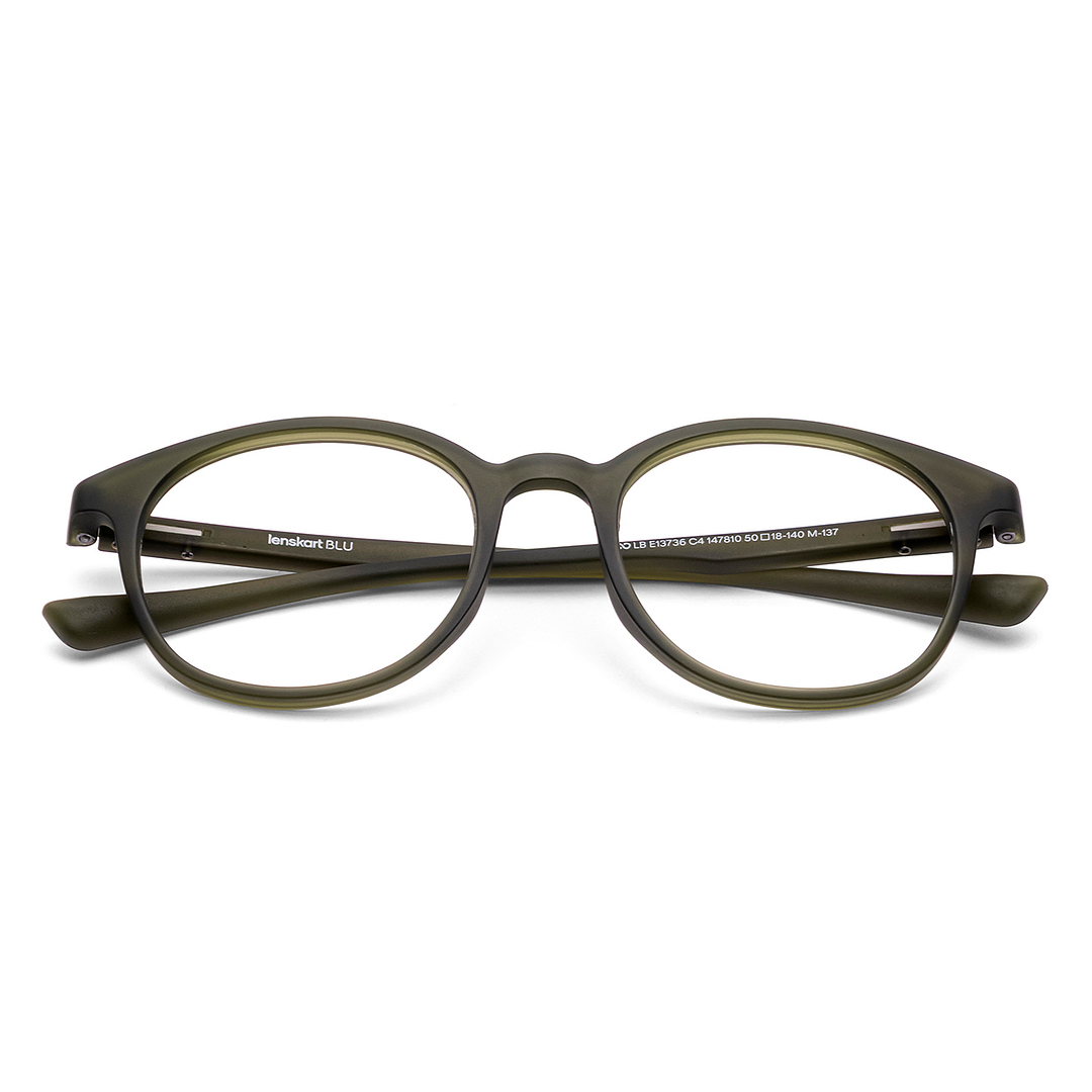 Lenskart BLU Screen Glasses Blue Block Zero Power Screen Glasses: Matte Green Matte Green Full Rim Round Lenskart BLU LB E13736-C4 left side