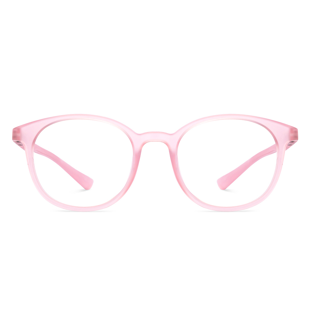 Lenskart BLU Screen Glasses Blue Block Zero Power Screen Glasses: Matte Pink Transparent Full Rim Round Lenskart Blu LB E13736-C3 right side