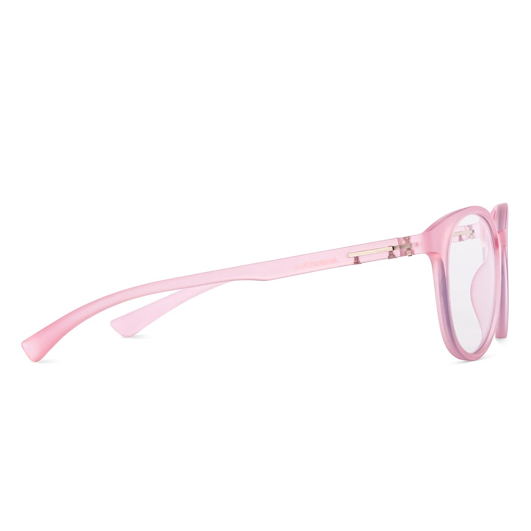 Lenskart BLU Screen Glasses Blue Block Zero Power Screen Glasses: Matte Pink Transparent Full Rim Round Lenskart Blu LB E13736-C3 left side