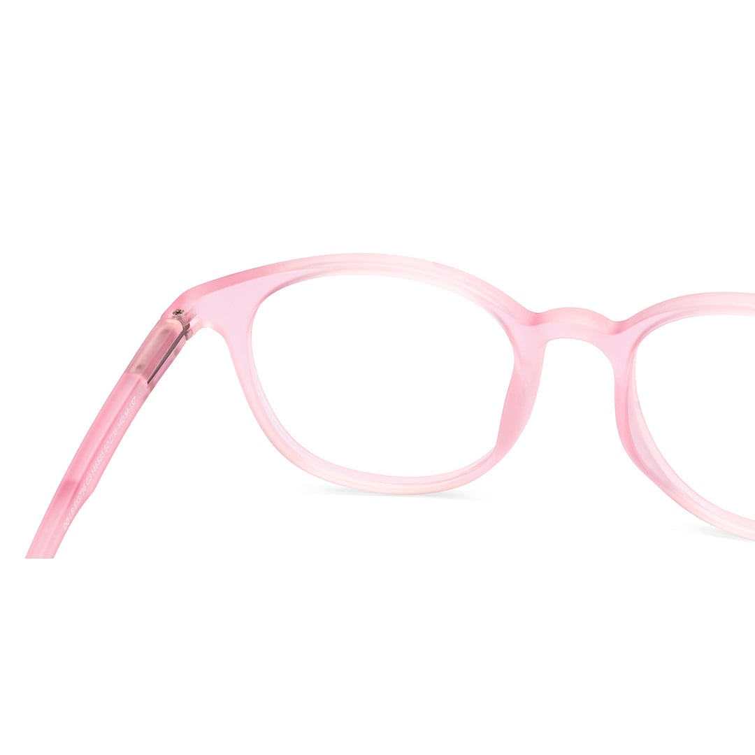 Lenskart BLU Screen Glasses Blue Block Zero Power Screen Glasses: Matte Pink Transparent Full Rim Round Lenskart Blu LB E13736-C3 right side