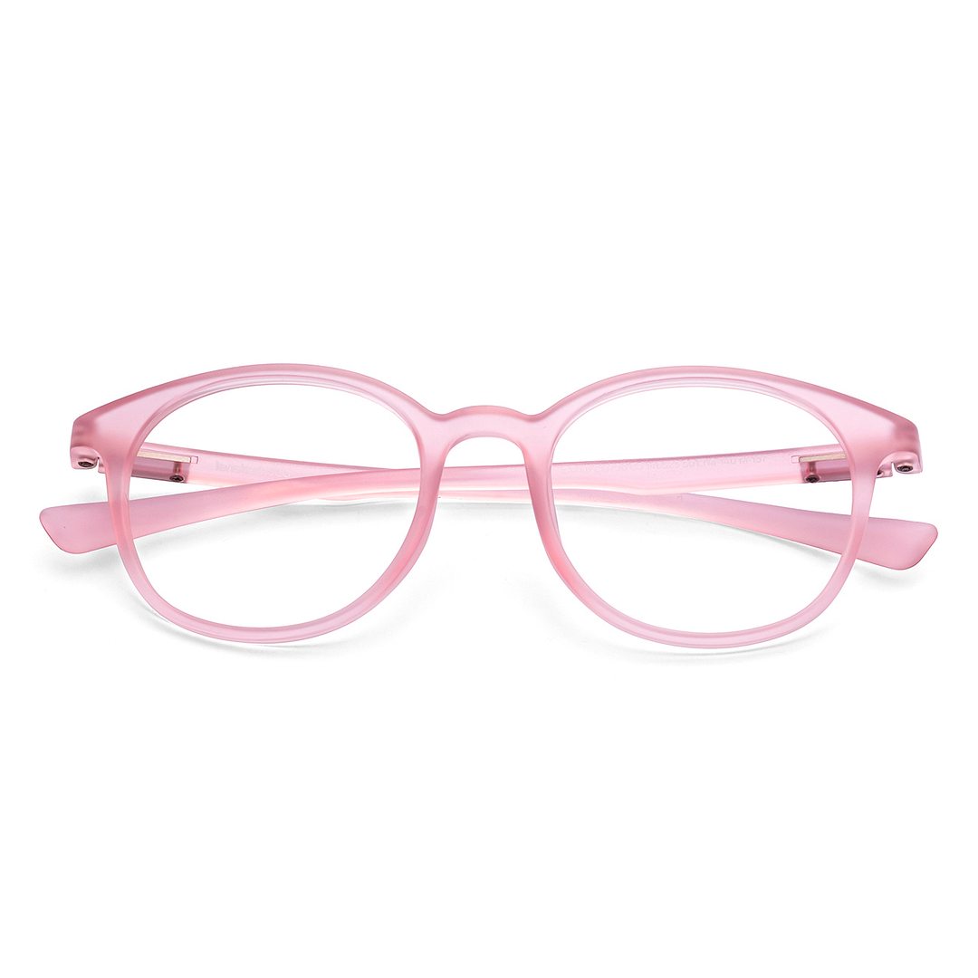 Lenskart BLU Screen Glasses Blue Block Zero Power Screen Glasses: Matte Pink Transparent Full Rim Round Lenskart Blu LB E13736-C3 left side