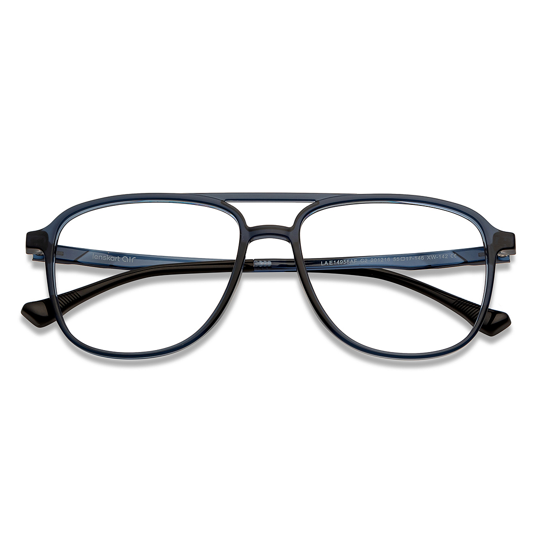 Lenskart Air Online Sky Blue Full Rim Aviator left side