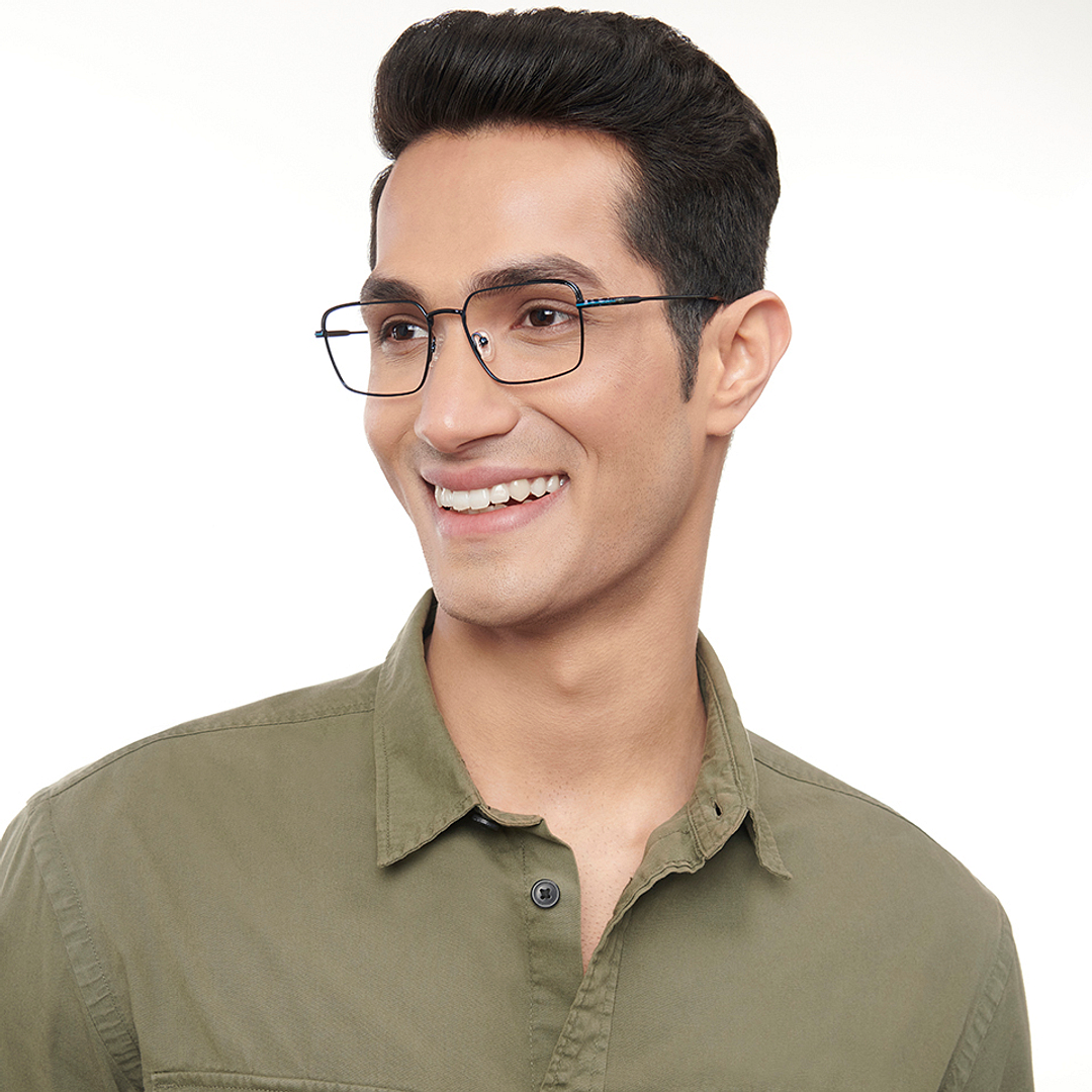 Lenskart Studio Online Sky Blue Full Rim Square left side