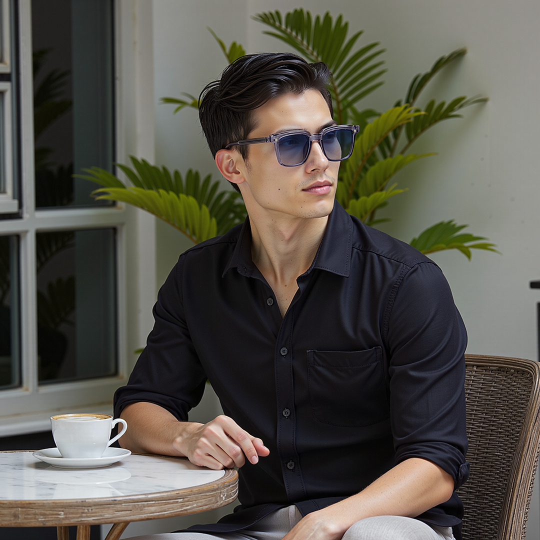 Lenskart Air Light Grey Full Rim Square left side