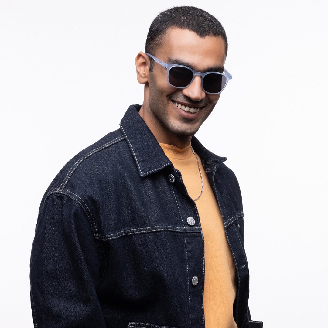 Lenskart Hustlr Online Blue sky Full Rim Square left side