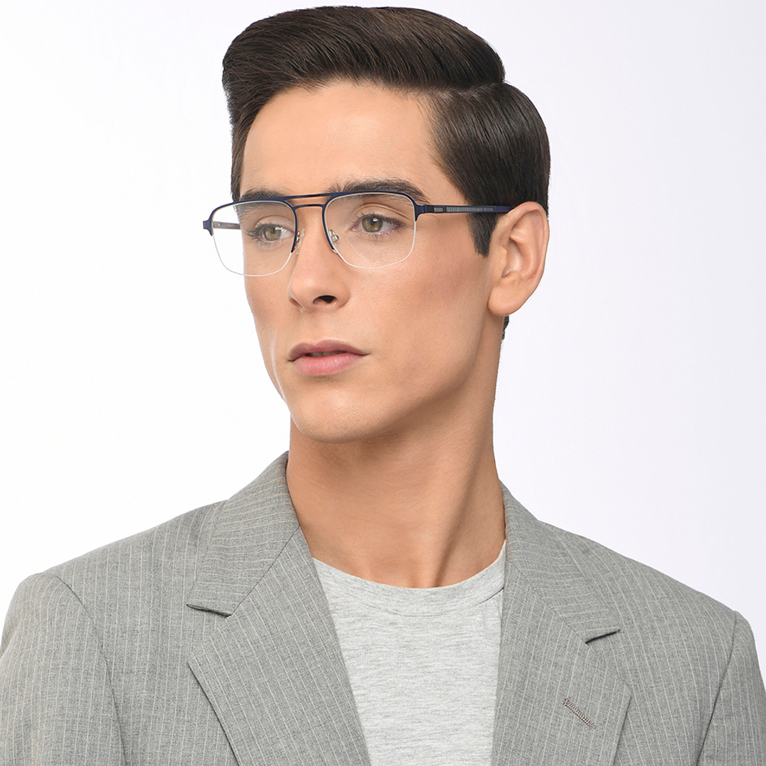 Lenskart Air Online Sky Blue Half Rim Aviator right side