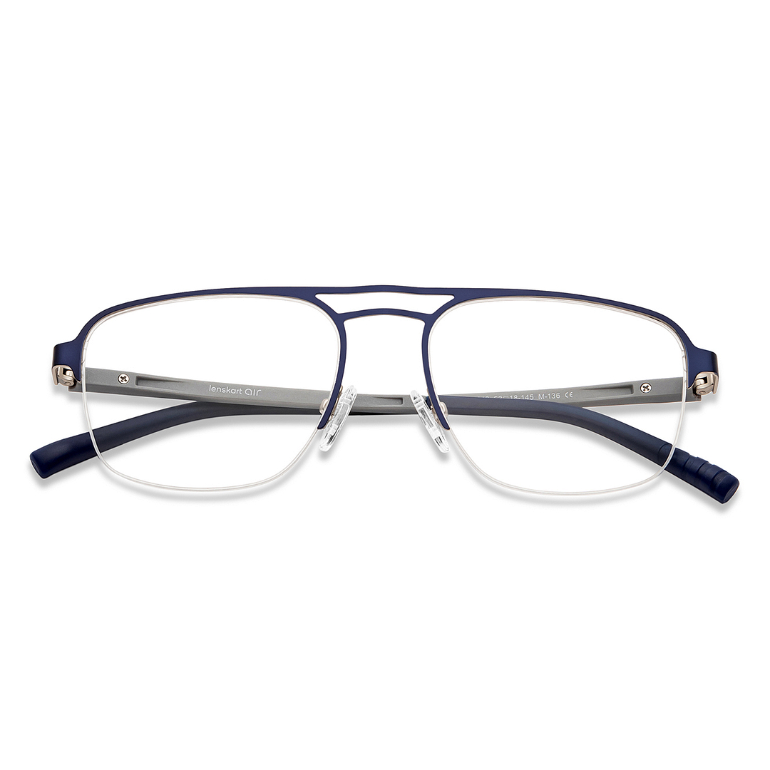 Lenskart Air Online Sky Blue Half Rim Aviator left side