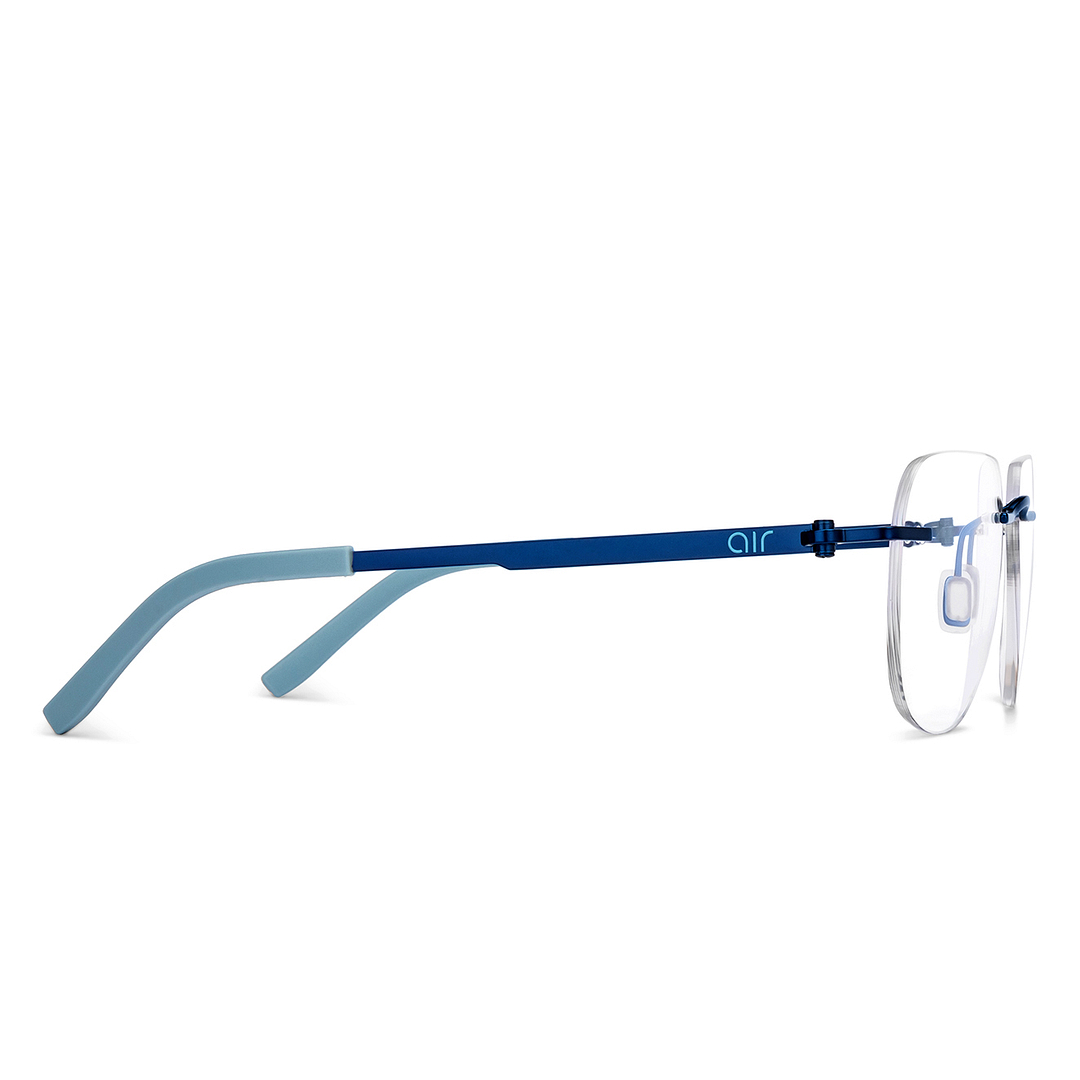 Lenskart Air Online Sky Blue Rimless Square left side